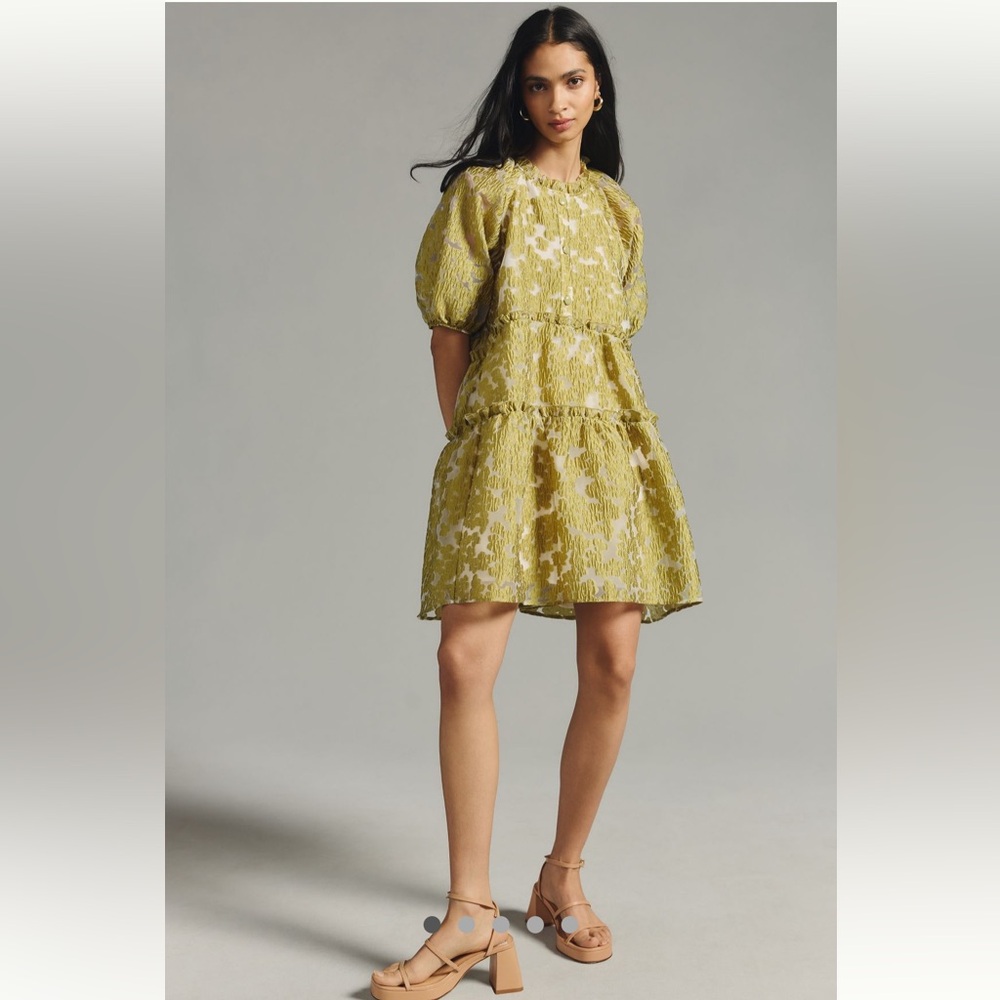 Anthropologie NWT Tiered Jacquard Dress size MP.